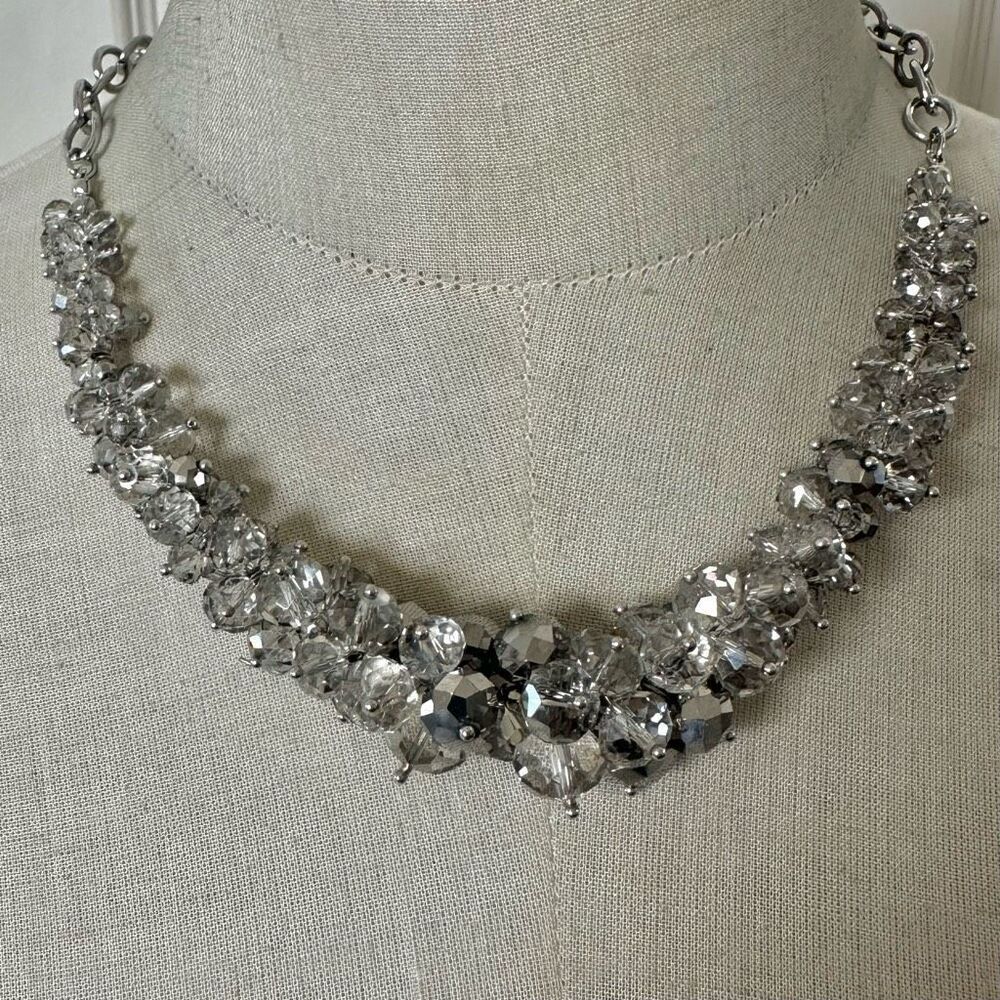 Vera Wang Faceted Smoke Glass Cluster Necklace